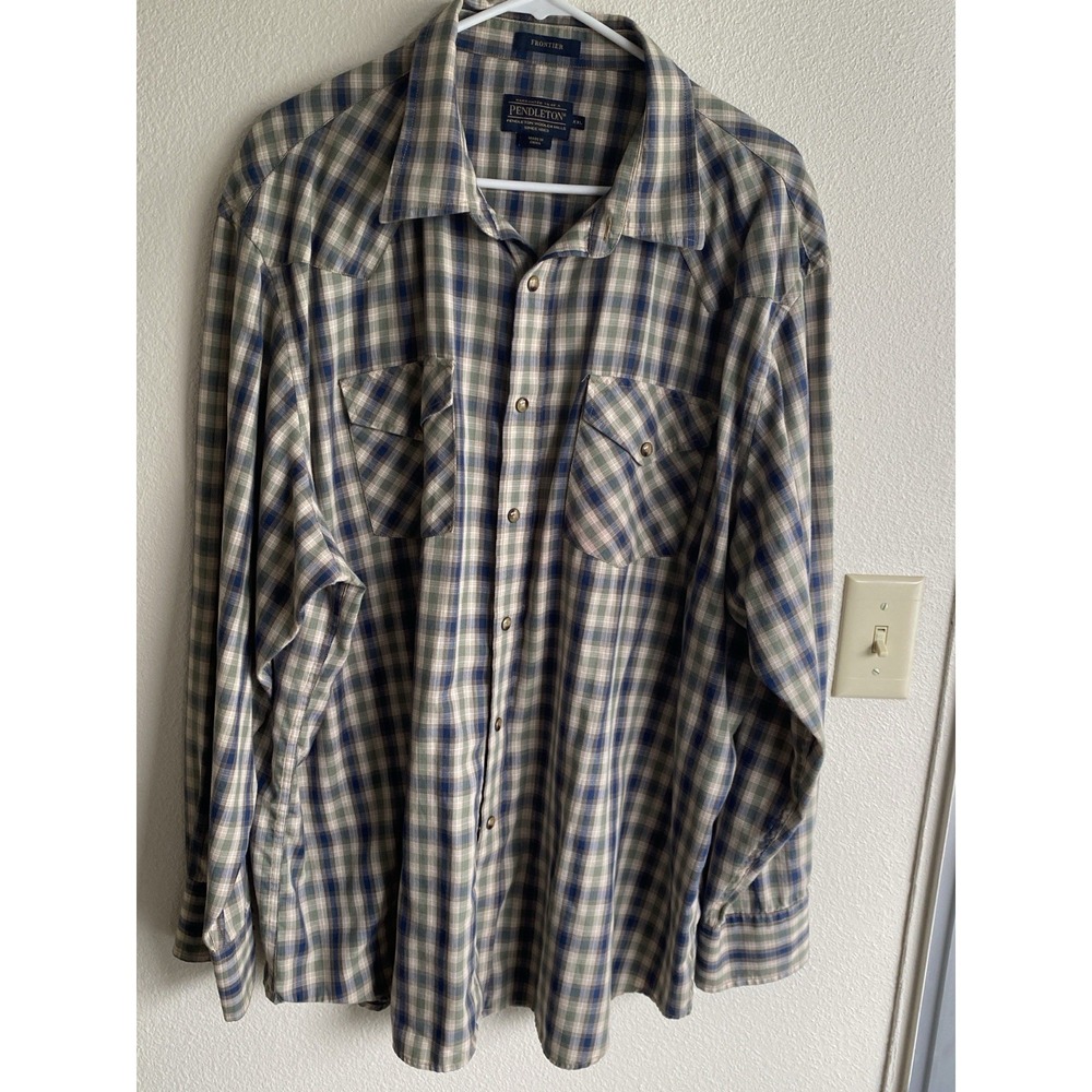 Pendleton Frontier Western L/S SHIRT Pearl Snap Cowboy Plaid Size XXL